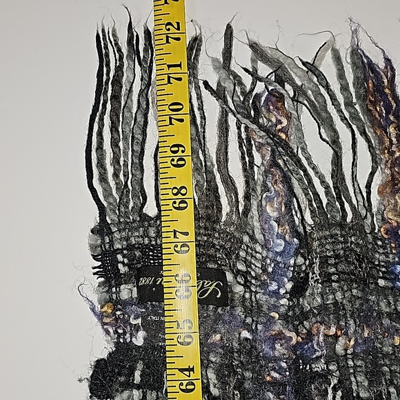 Saldarini 1882 Scarf Como Italy Lana Wool Mohair Plaid Multicolor Cozy Fringe - Picture 13 of 13